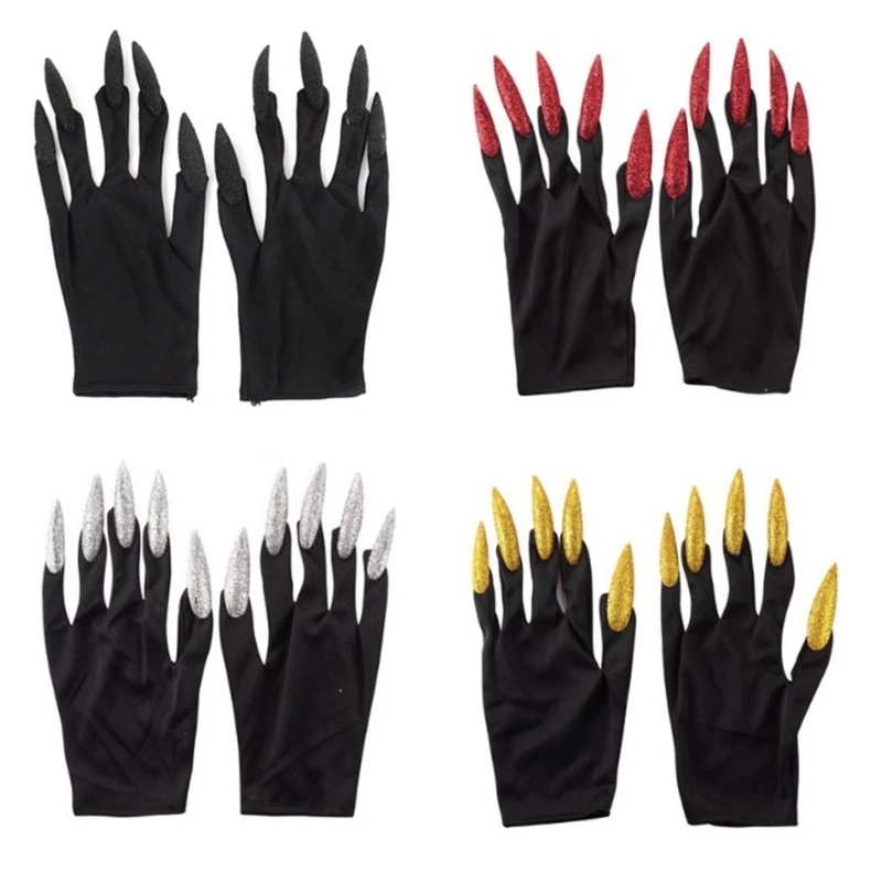 

50JB Claw Gloves Birthday Party Cosplay Mardi Gras Long Nails Accessories