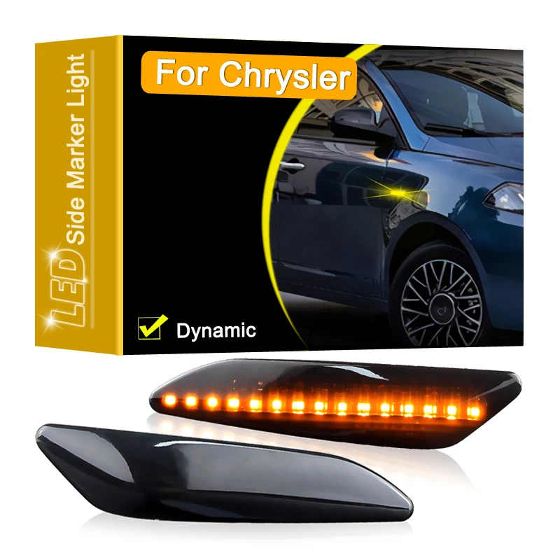 

Smoked Lens Waterproof Dynamic LED Side Fender Marker Lamp Flowing Turn Signal Light For Chrysler Ypsilon typ (846) 2011-2020