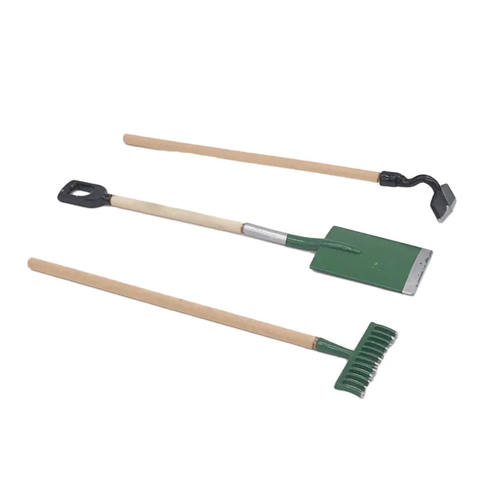 

3Pcs Pots Set Mini Gardener Tools Spade Rake Hoe Model Gardening Set Epitome for Kids Children