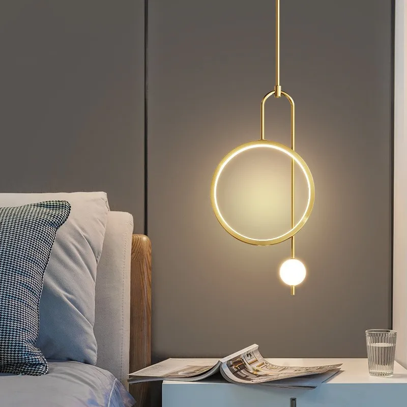 LED bedside chandelier modern minimalist nordic glass ball chandelier creative bedroom bedside chandelier