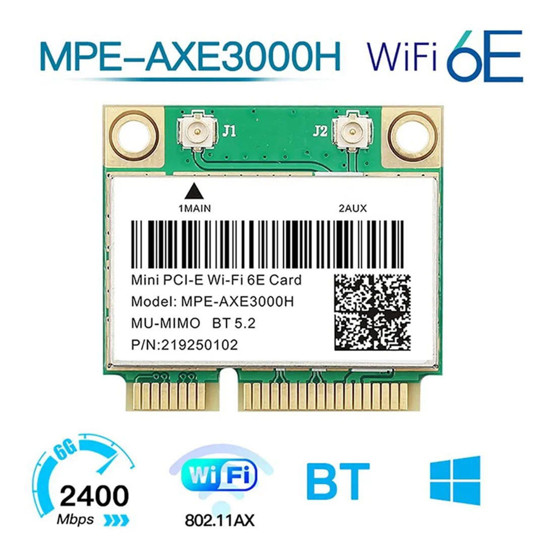 MPE-AXE3000H Беспроводная карта Wi-Fi 6E 5374 Мбит/с AX210 Mini PCIE Wi-Fi-карта Bluetooth 5.2 802.11AX 2 4G/5G/6Ghz Wlan