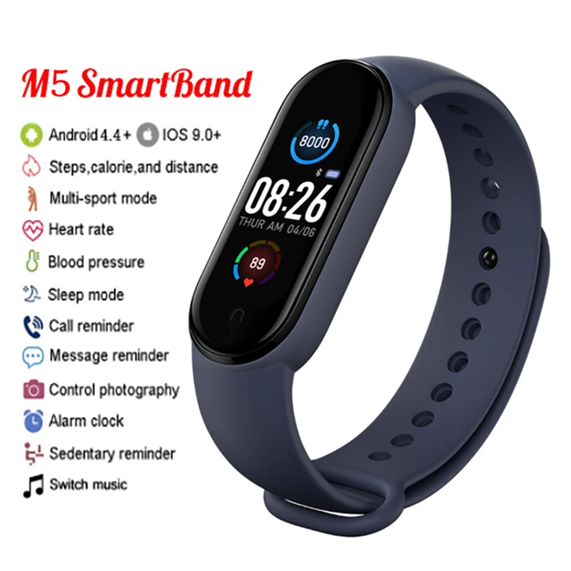 

M5 Man Smart Watch Android Ios Fitness Tracker Blood Pressure Heart Rate Monitor Waterproof Wristband Women Samrtwatch 2023