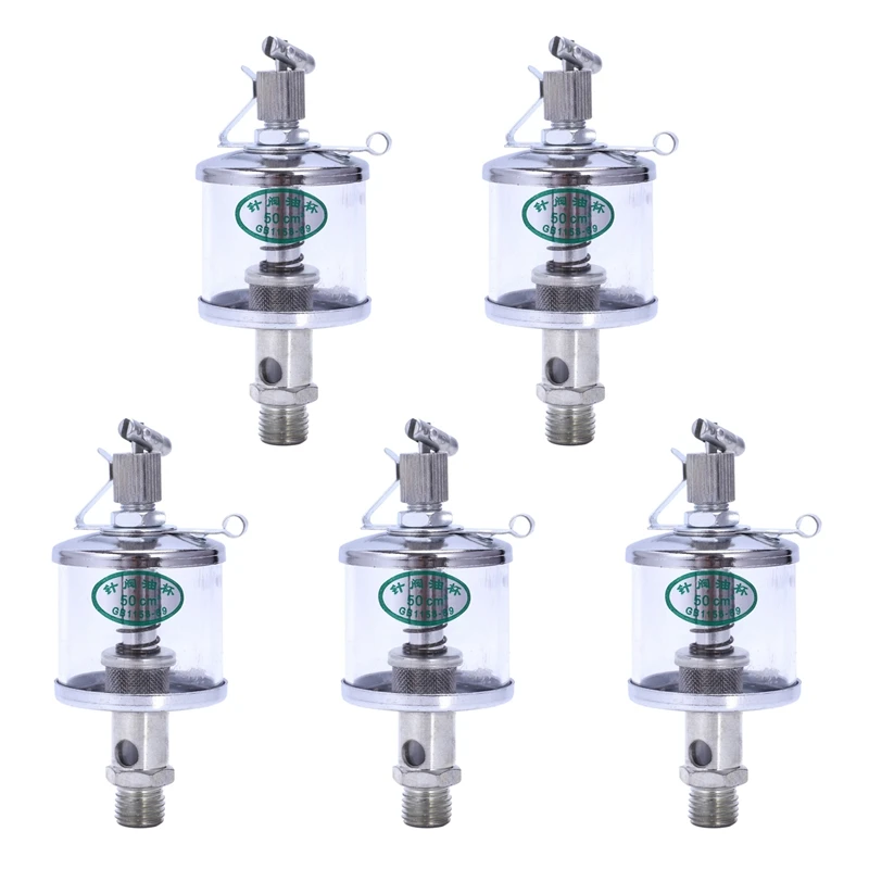 

5X 50ML Engine Machine Lubricator Oil Gravity Drip Feed Oiler Clear+Silver