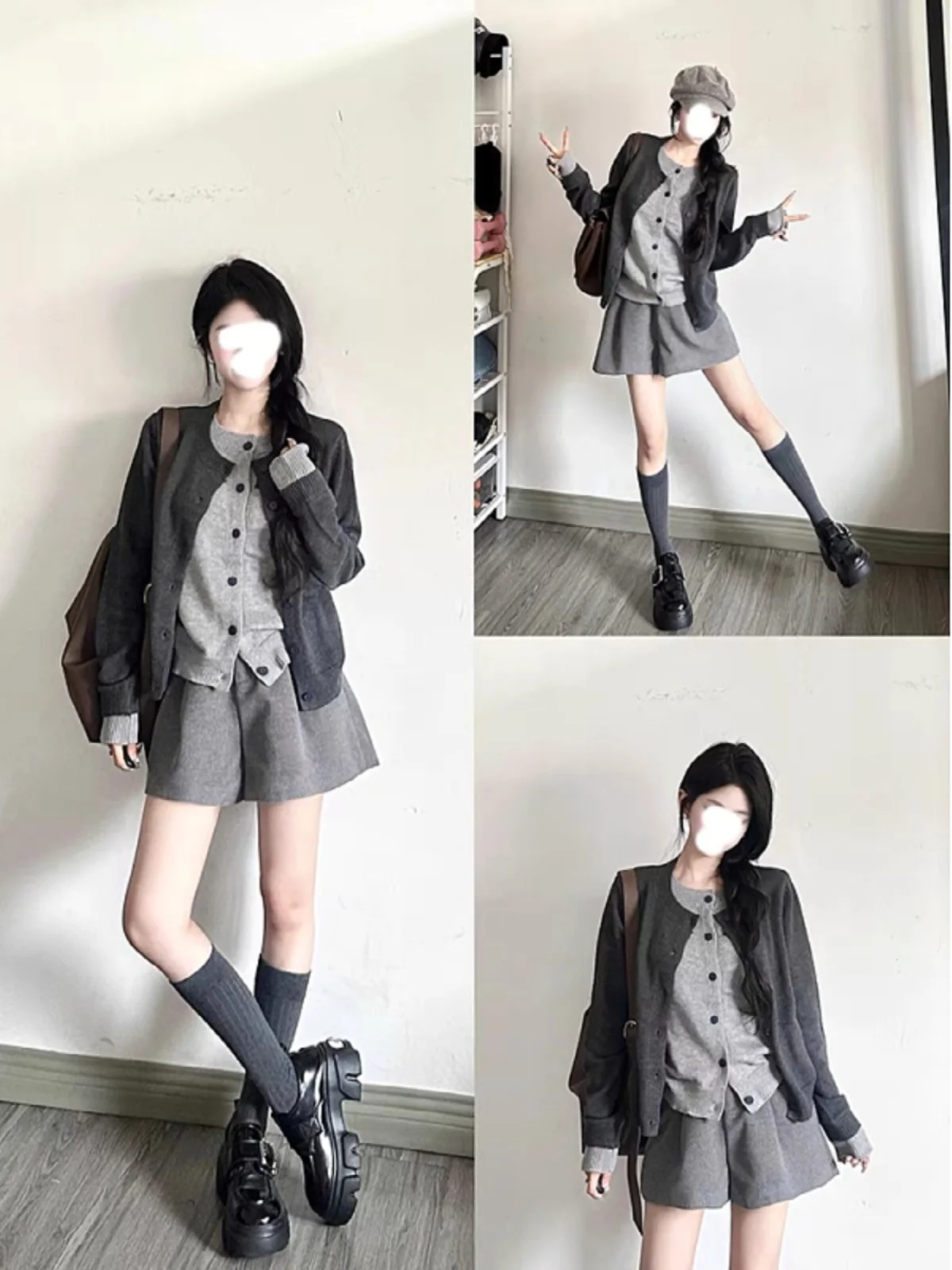 Серые шерстяные брюки трапециевидной формы больших размеров расклешенные с