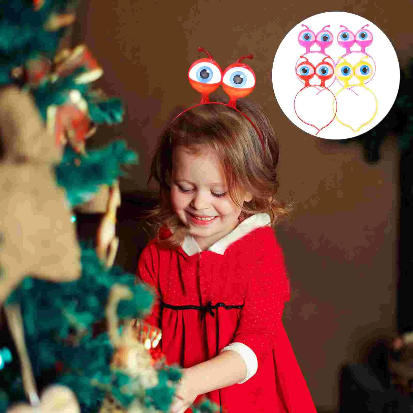 

4 шт. светодиодная мигающая повязка на голову, украшения для рождественской вечеринки, детские заколки для волос с большими глазами, светящиеся повязки на голову инопланетянина для концерта