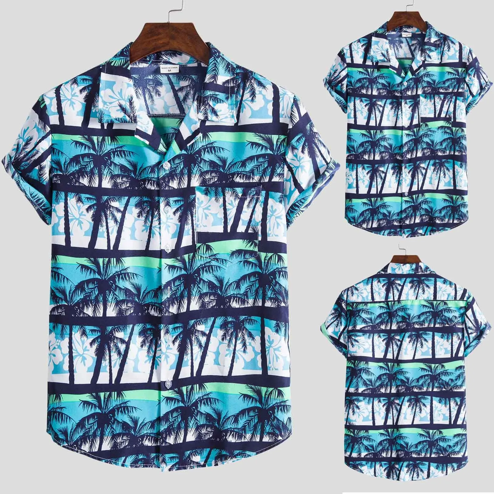 

Mens Fashion Ethnic Short Sleeve Casual Printing Hawaiian Shirt Blouse T-shirt Men S Big And Tall