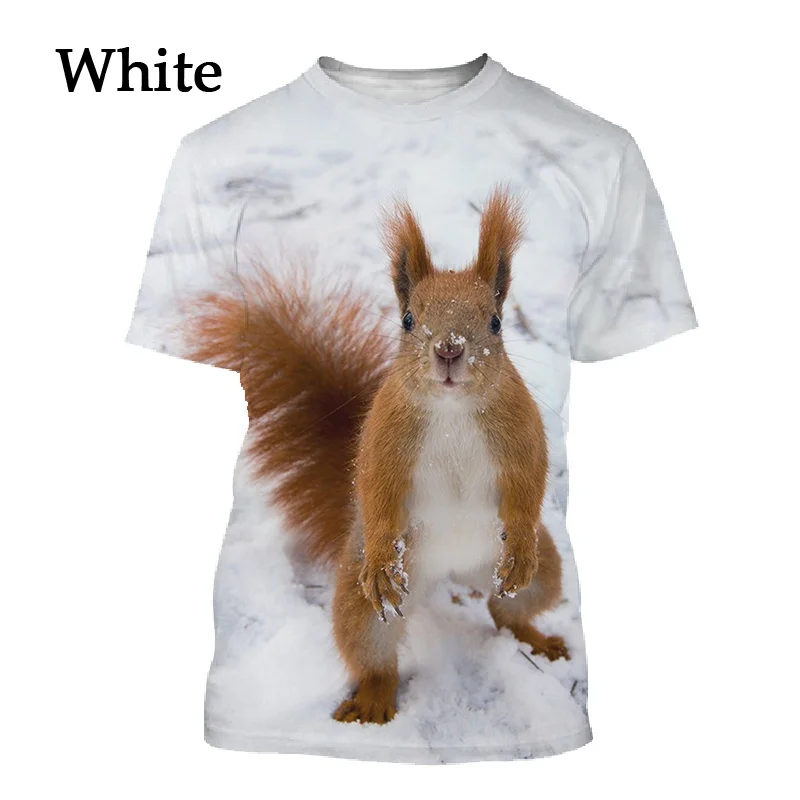 Новинка лета 2022 мужская и женская футболка с 3D-принтом милой белки коротким