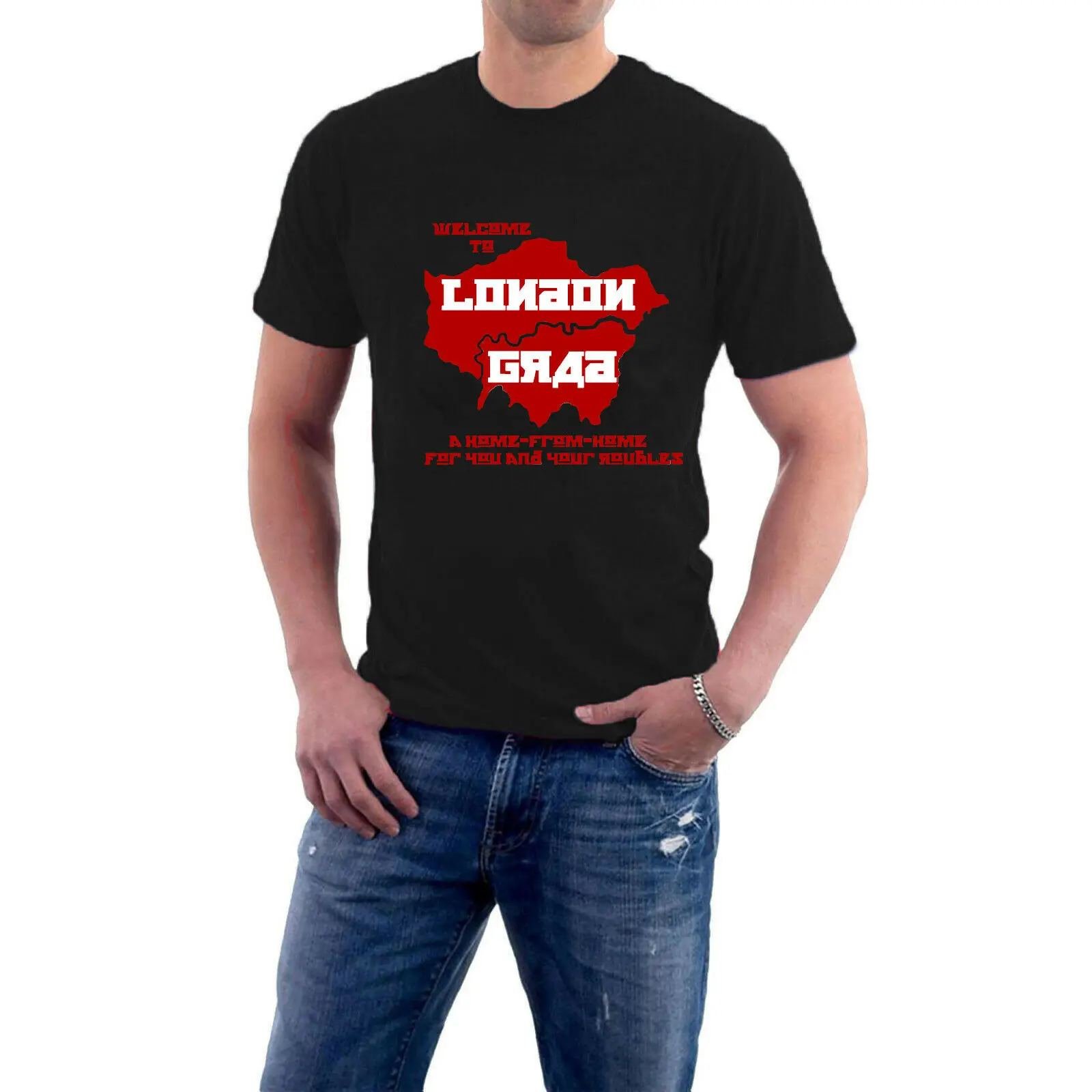 

London T-shirt WELCOME TO LONDONGRAD ROUBLES Russian UK Russia Tee Men's 100% Cotton Casual T-shirts Loose Top Size S-3XL