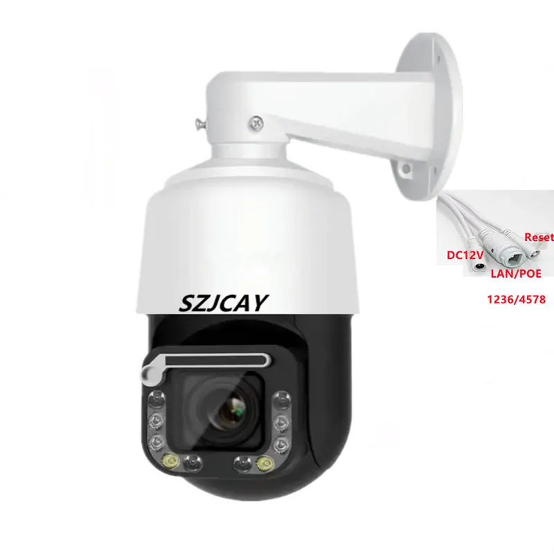 Фото SZJCAY Полноцветный дворник sony415 8MP 4k Wi-Fi камера, наружный 9-кратный зум, отслеживание людей, видеонаблюдение, PTZ-камера, двустороннее аудио, 5 МП №5
