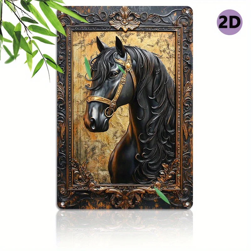 

Алюминиевая табличка с черной лошадью