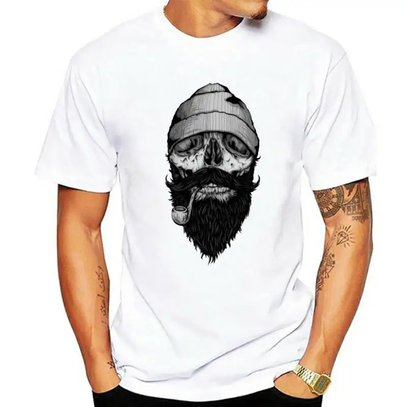 

Bone Sailor Tshirts Skull Designer T-shirt Men Short Sleeve Retro Shirt 100% Cotton Fabric O-Neck Mens Tees Beard Hipster Tops