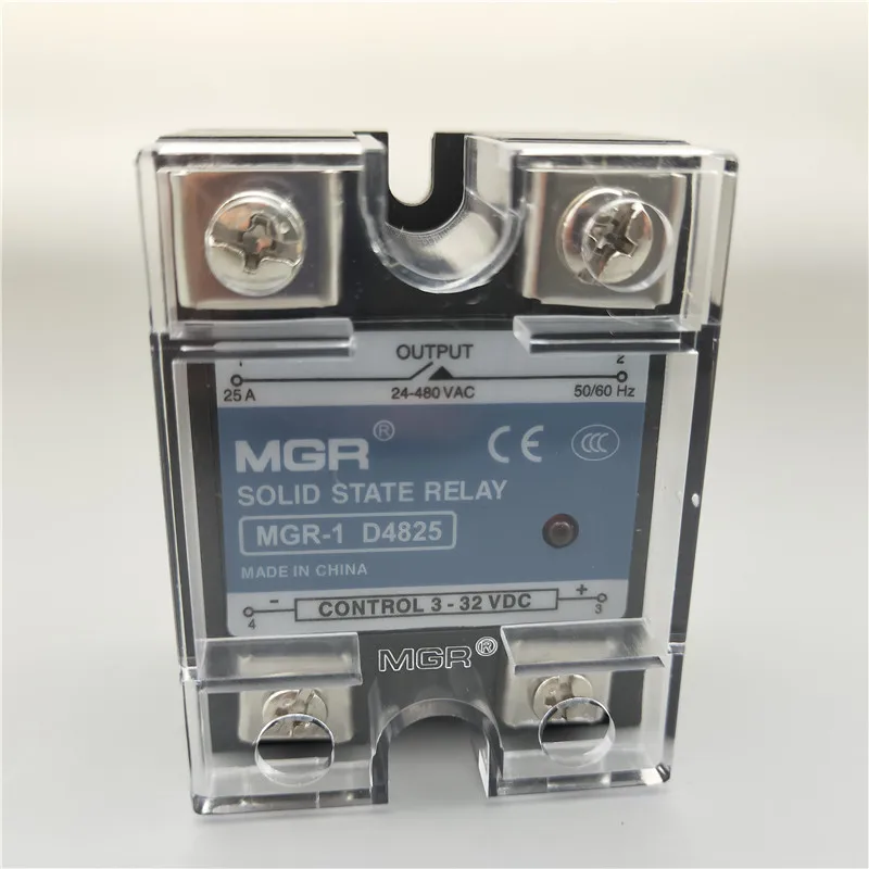 

SSR MGR-1 D4810 D4825 D4840 Single Phase DC Control DC Heat Sink 3-32VDC To 220VDC 600V 10A 25A 40A DD Solid State Relay