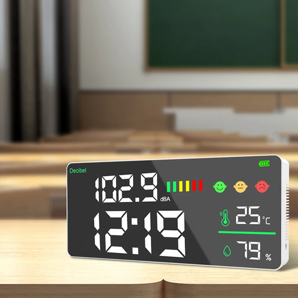 Цифровой измеритель уровня шума настенный Измеритель температуры и влажности в