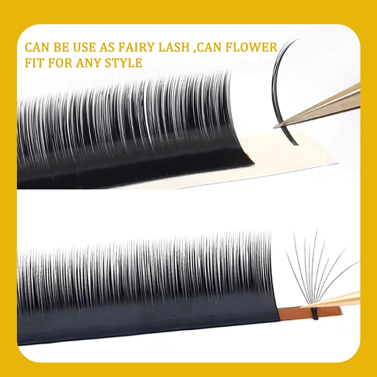 Фото Накладные ресницы Camellia Mink Soft 8-15 Mix Matt Black Easy Fan Lahes Натуральные шипы Готовые веерные отдельные ресницы Корейский макияж №2
