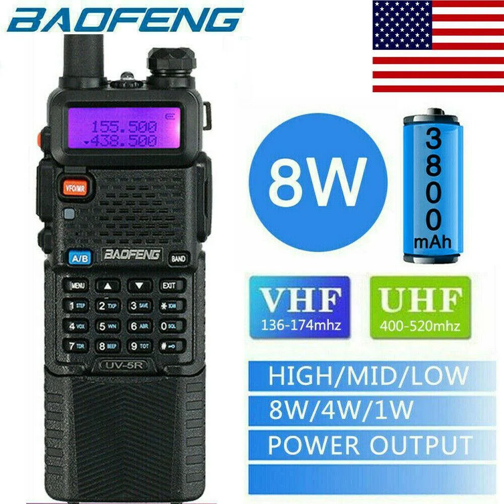 

BAOFEN UV-5R Walkie Talkie Military 8W UV 5R 3800mAh Walkie-Talkie for Hunting UV Dual Band Ham FM Radio Police Scanner
