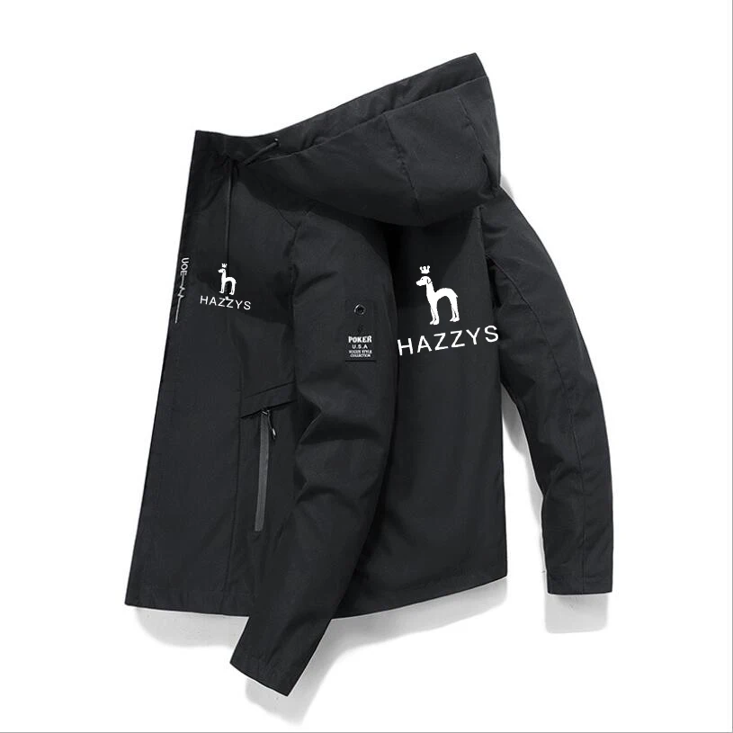 

Новинка 2023, Мужская модная повседневная куртка с принтом HAZZYS, Мужская ветровка с капюшоном, мужское пальто, Спортивная ветровка, куртка для приключений на открытом воздухе