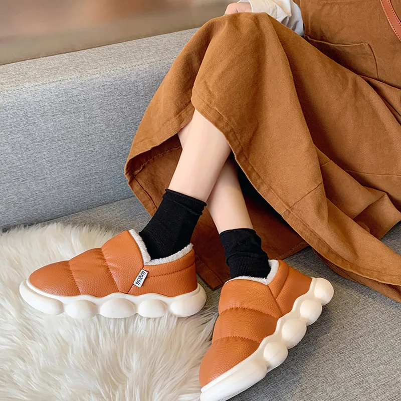 

Winter Waterproof Cotton Shoes Women's Indoor Comfortable Non-slip Thick Sole Slippers Wear-resistant Outdoor Couples Slippers