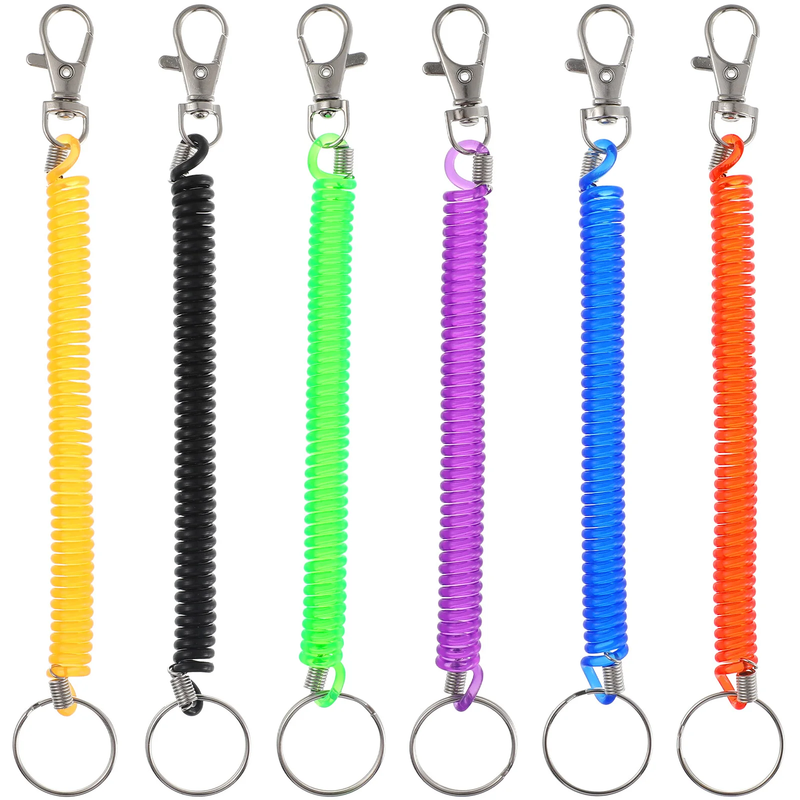 

12 Spring Coil Keychain Anti Colourful Spring Keychain Portable Stretch Cord Key Ring with Lobster Clasp for Men