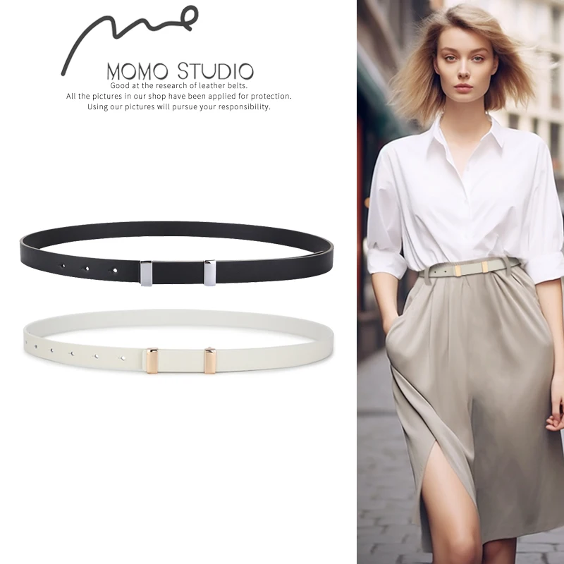 Ремень тонкий женский Модный мягкий пояс из натуральной кожи с