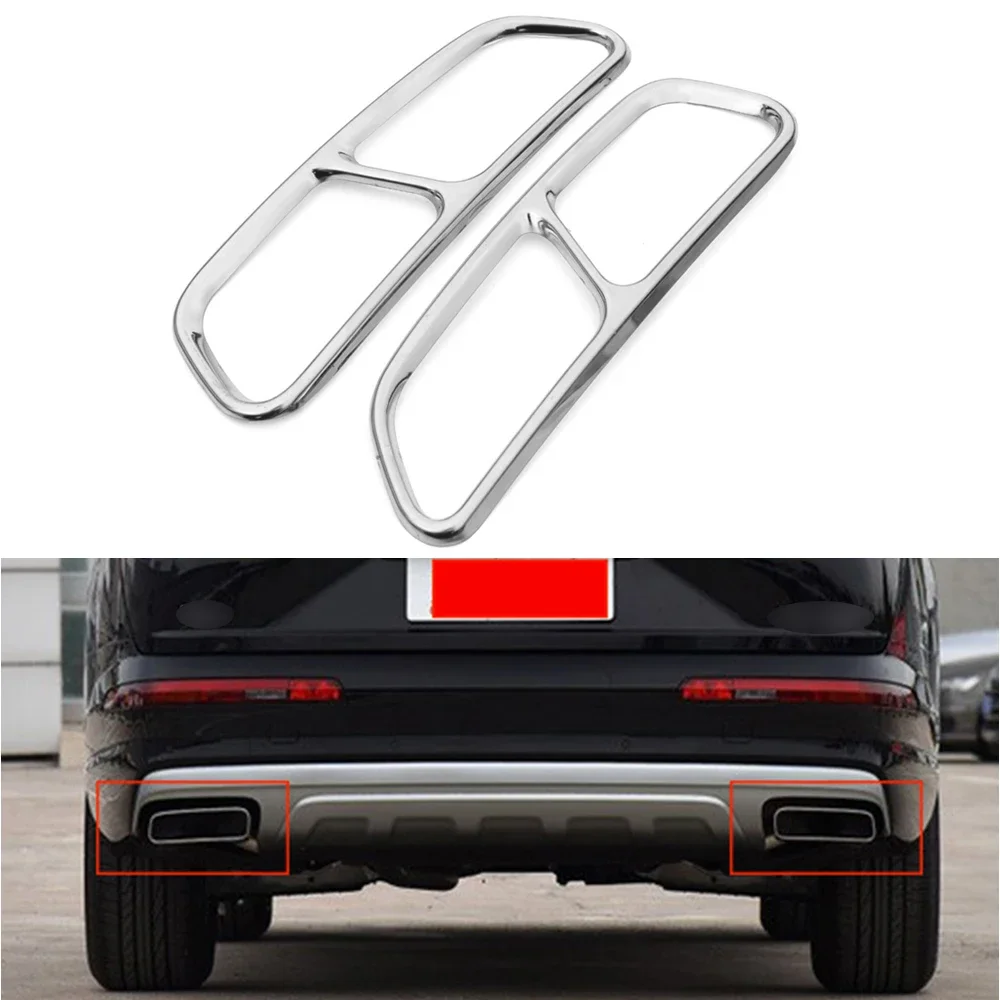 

Для Audi Q7 2016-2019 2018 4M из нержавеющей стали, задняя крышка выхлопной трубы автомобиля, глушитель, украшение, внешние аксессуары автомобиля