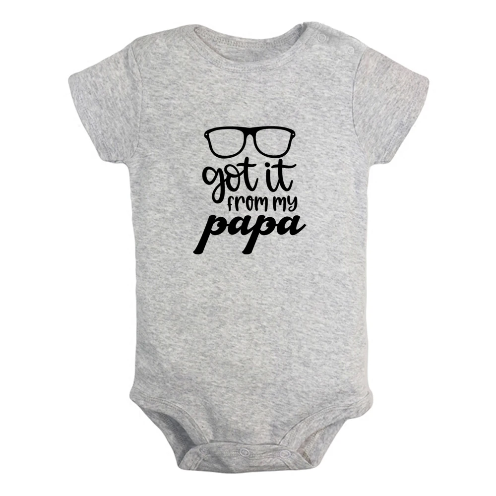 

New I Got it From My Papa Fun Graphic Baby Bodysuit Boys Girls Cute Rompers Infant Short Sleeves Jumpsuit Newborn Soft Clothes