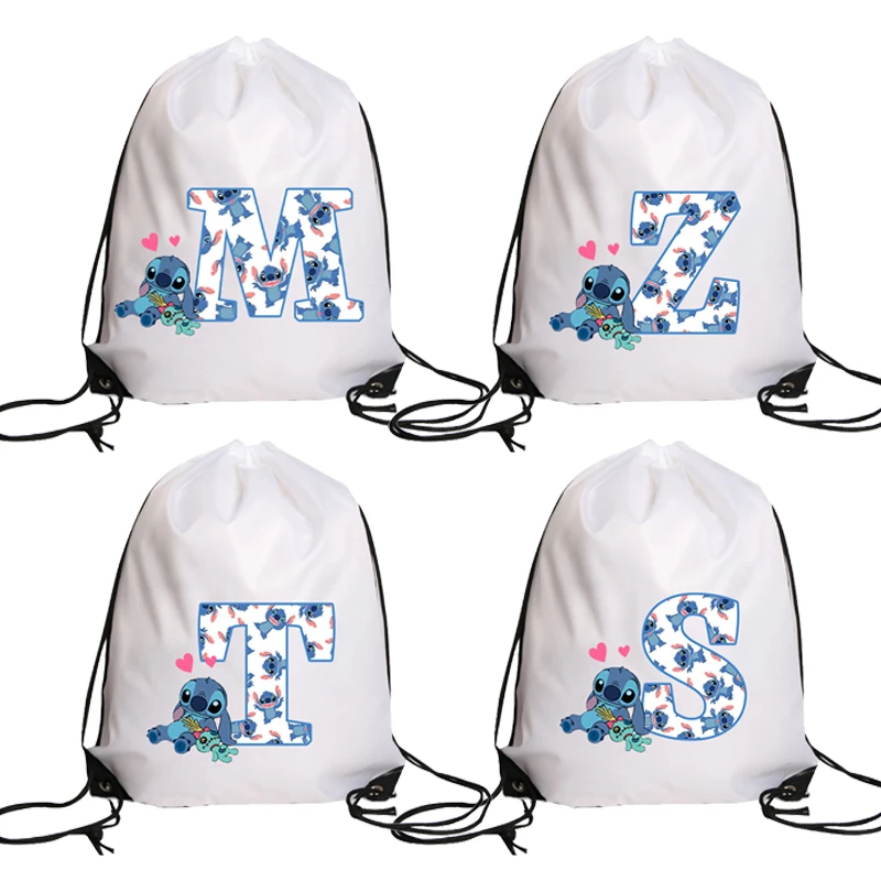 Disney Stitch Girl сумка на шнурке с принтом букв водонепроницаемый рюкзак полиэстер