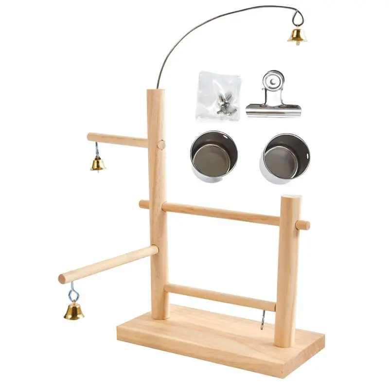 

Wooden Bird Playground Bell Design Parrot Exercise Activity Center Natural Wood Perch Stand And Cage Toys Bird Play Playground