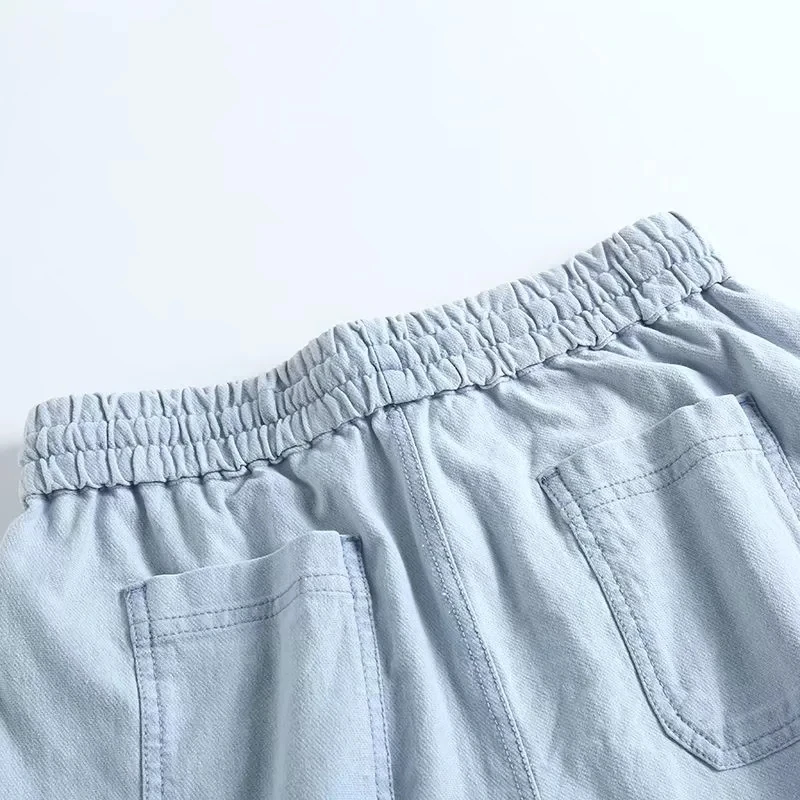 Elmsk England Style Fashion Simple High Waist Denim Shorts Collect Waist Pure Cotton Multicolor Harem Short Women Bermuda