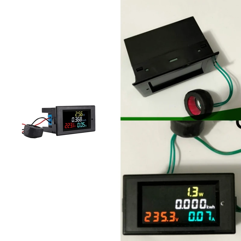 

AC Voltmeter Ammeter Power Energy Meter 0.01-100A HD Color Screen 180 Degrees LED