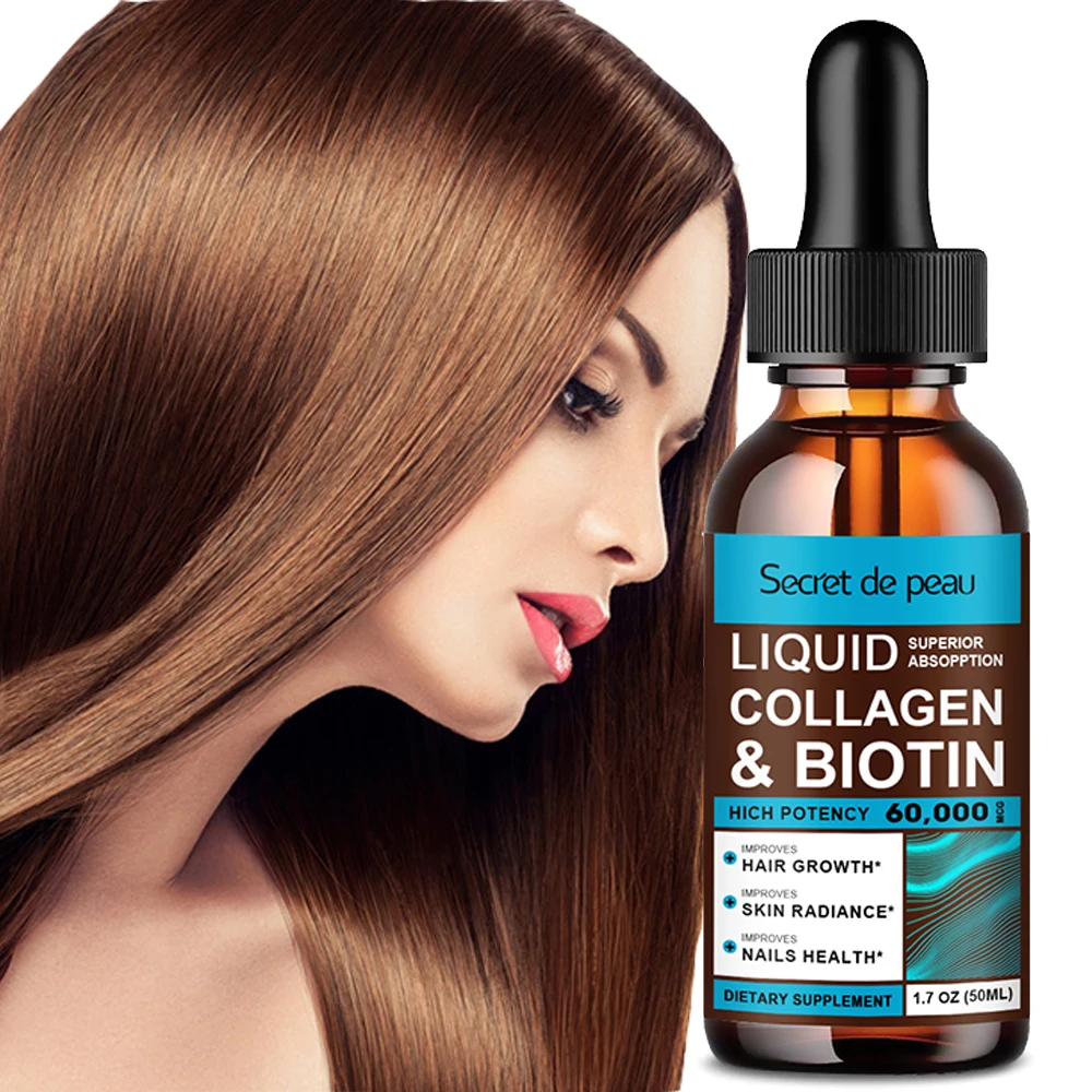 

SDP Food-Grade Natural Collagen Biotin Drops Support Healthy Hair Growth Skin Nails Beauty Care for Adult Metabolize Fat Vit B