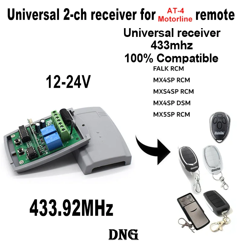 

1 шт. Alutech AN-Motors AT-4 ворота пульт дистанционного управления вращающийся код 2CH 433,92 МГц 433 МГц Универсальный Приемник 12-24 В постоянного тока для ...