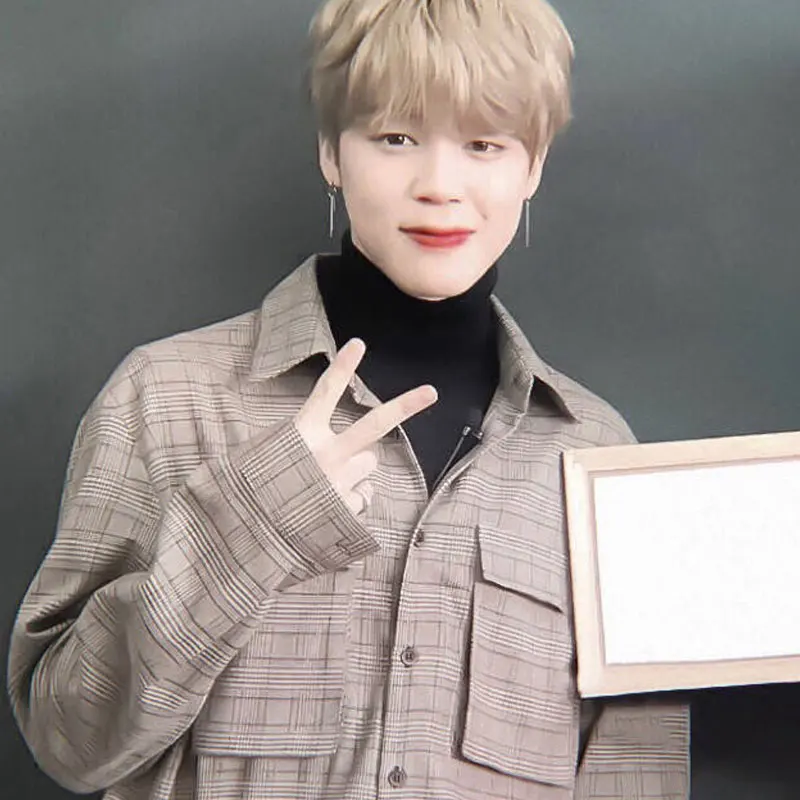 

Bangtan Boys JIMIN Light Brown Plaid Spring Autumn Shirt Fashion Outside Wear Ins Unisex Cotton Long Sleeve With Pocket Clothing