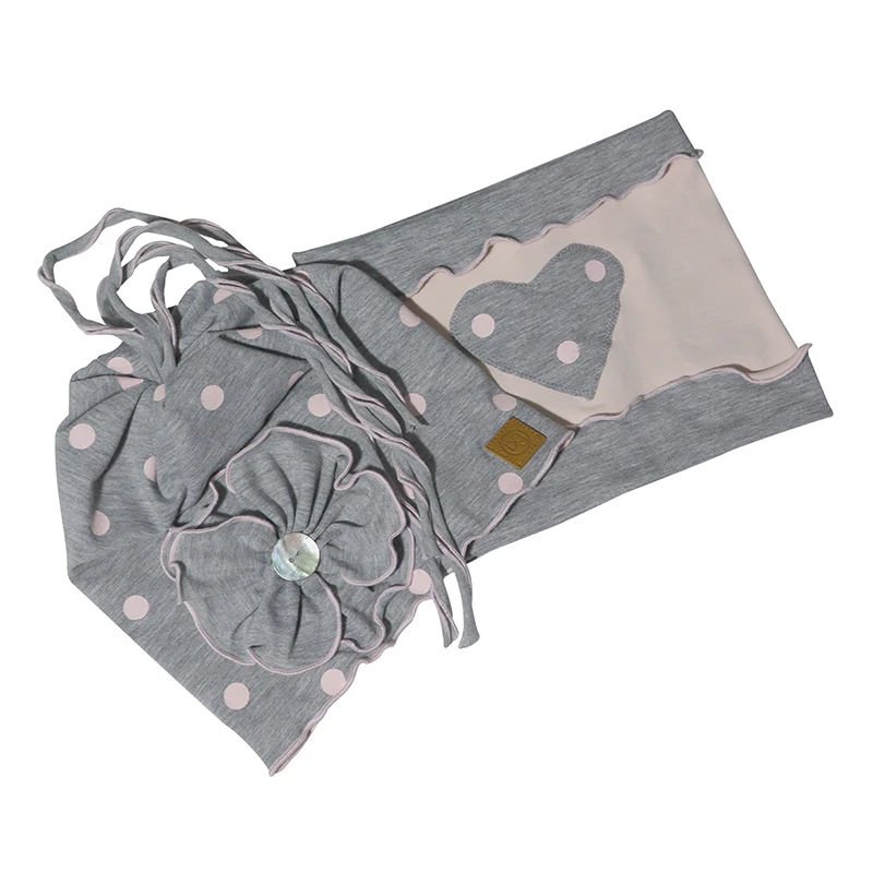 

Babygiz gray color polka dot multicolour autumn winter spring use floral tassel accessory combed hat beret neck collar