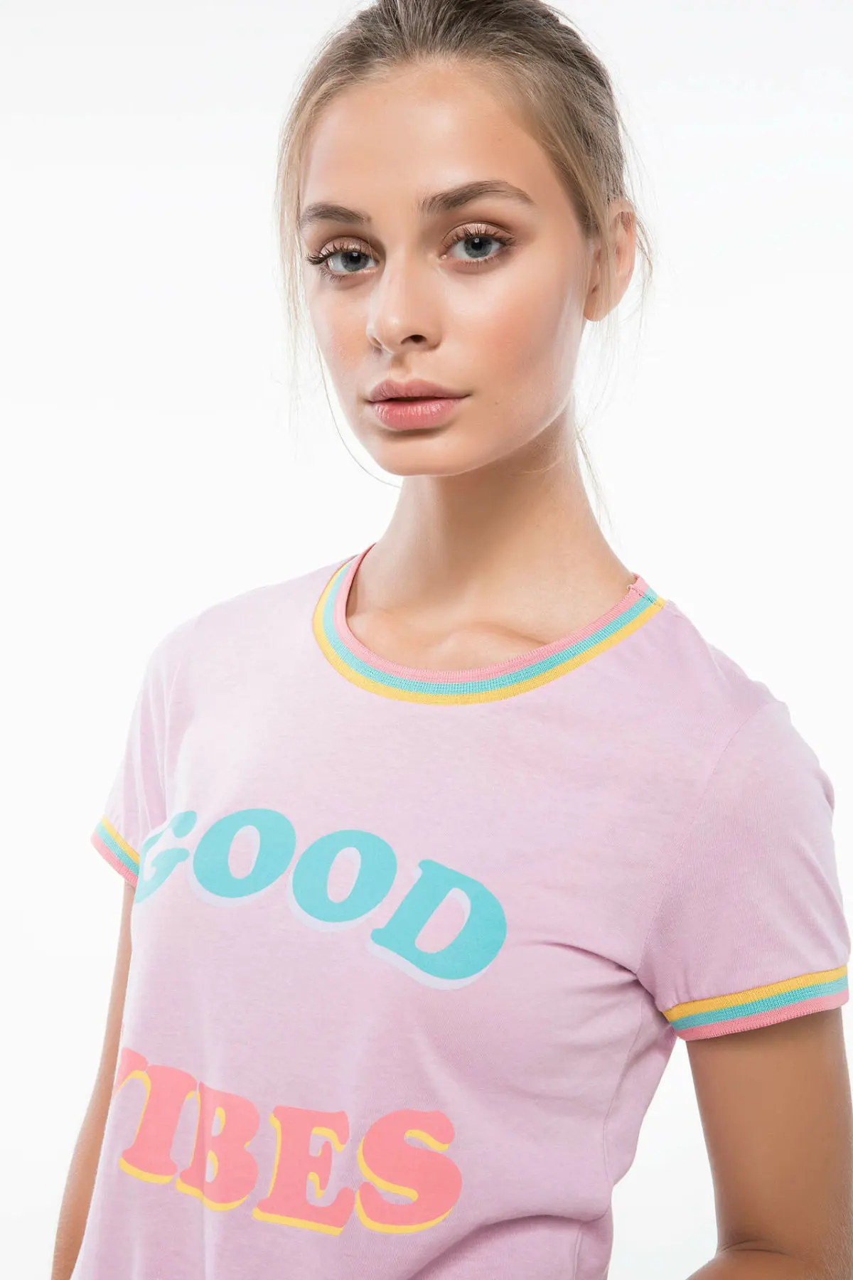 DeFacto Женская модная свободная футболка с круглым вырезом и коротким рукавом