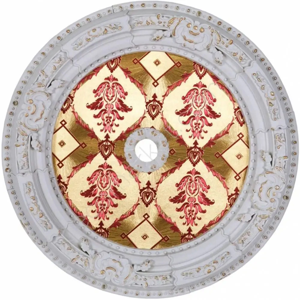

DECOGOLD Decorative Round Design White&Golden Vintage Ceiling Medallion 60cm