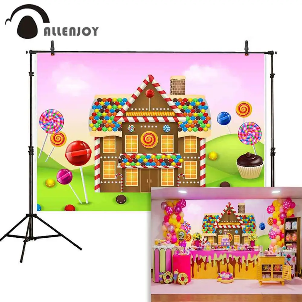 Allenjoy photographic background cartoon sweet Candy bar World princess Birthday Party photocall photozone photophone backdrop |