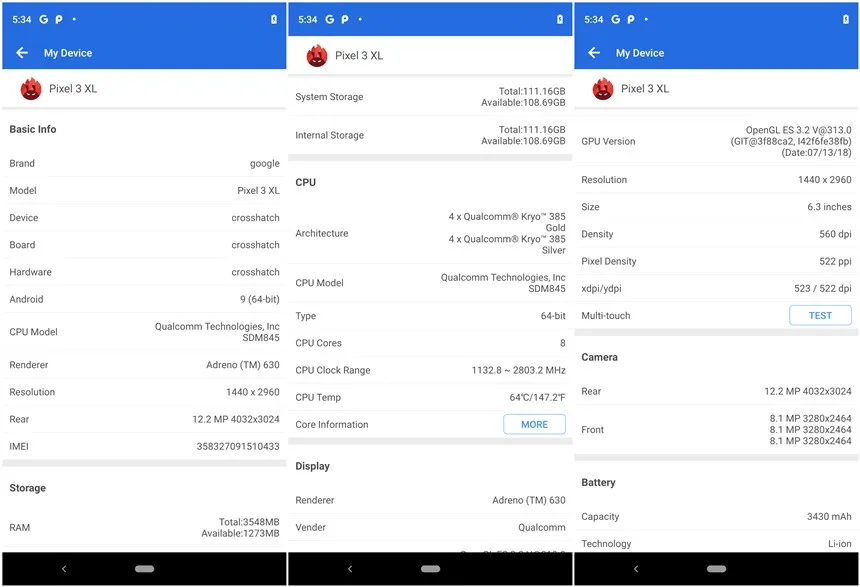 Google Pixel 3 XL 4 Гб 64 Гб мобильный телефон 6,3 дюймов NFC Snapdragon 845 Android 9 Google pixel XL 3 совершенно смартфон