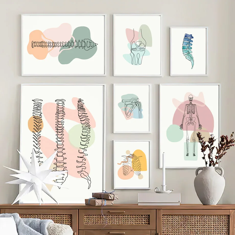 

Human Anatomy Medical Skeleton Lumbar Pelvis Spine Wall Art Canvas Painting Nordic Poster And Print Wall Picture For Clinic Deco