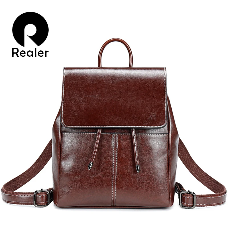REALER/брендовый рюкзак для женщин модный девочек подростков рюкзаки из коровьей