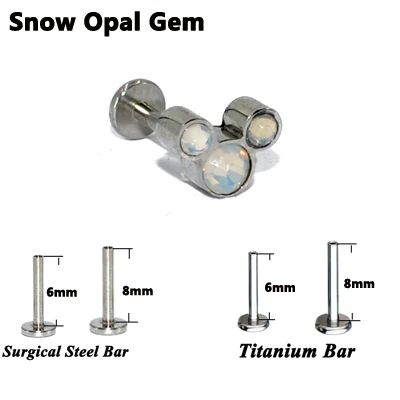 Snow Opal Gem 1 шт. G23 Титан и сталь опал губная серьга Бар кольцо кубический циркон шпилька для уха спираль винт подходит топ 16 г модные ювелирные изделия - Окраска металла: Snow Opal Gem
