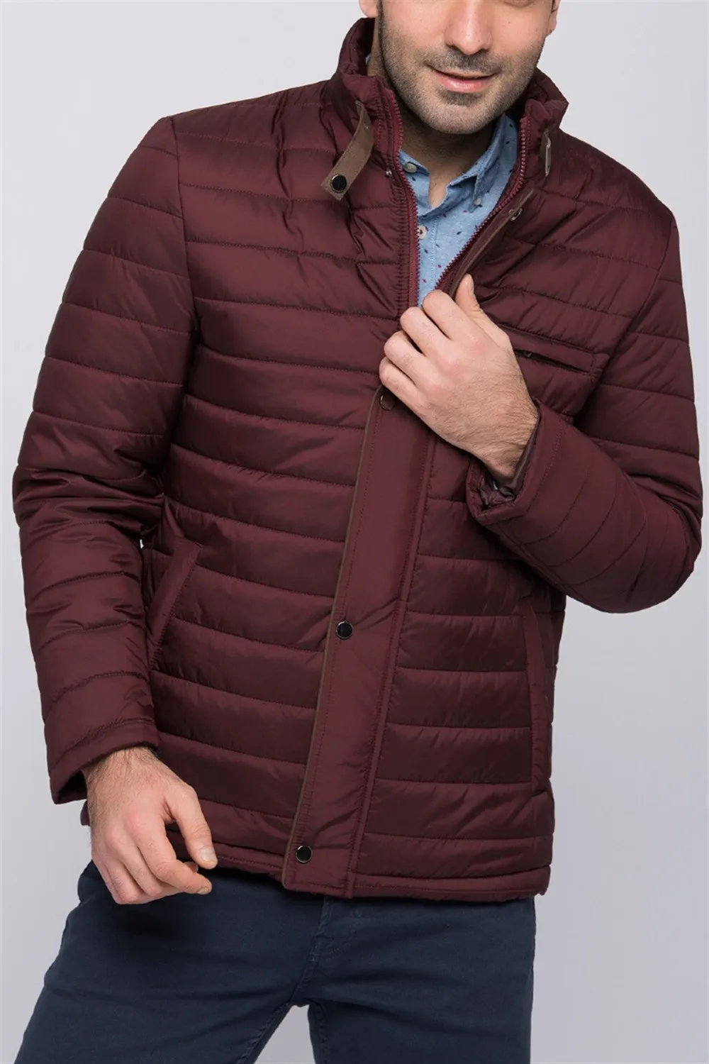 M8627 DEWBERRY пальто бордовый|Мужские куртки| |