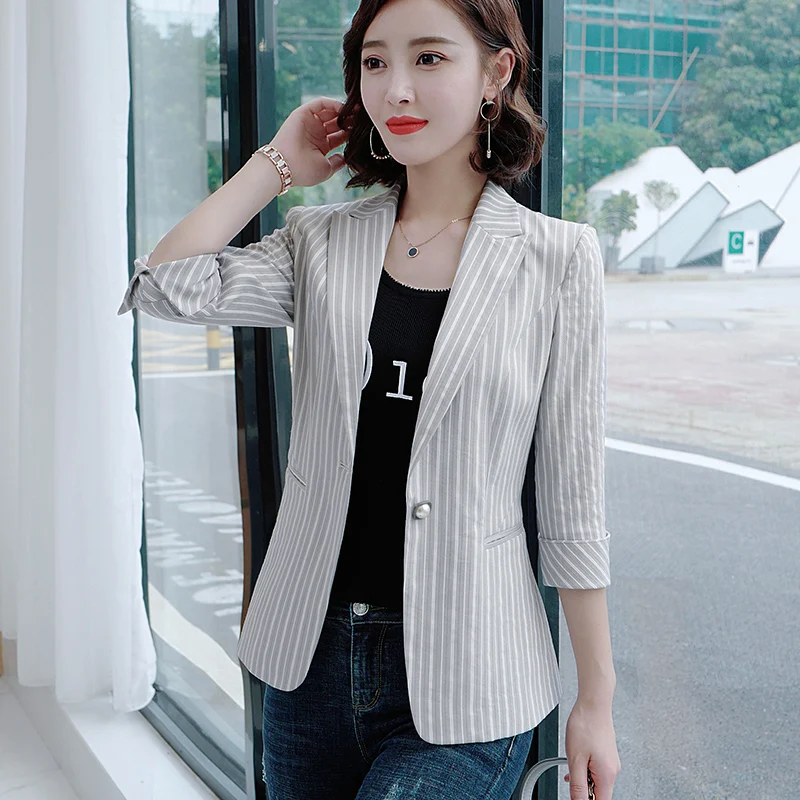 Lenshin полосатая куртка для женщин летняя одежда женское повседневное стильное