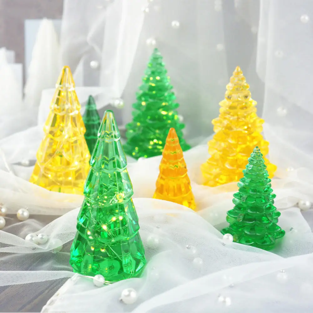 

DIY Christmas Tree Night Light Ornaments Mold Epoxy Resin Molds for Jewelry Transparent Silicone Mould Home Decorative Craft