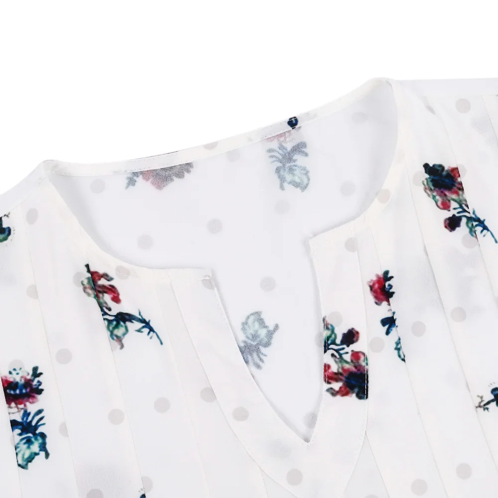 Женская Блузка С Цветочным V-образным Вырезом Коротким Рукавом Плюс Размер 2019