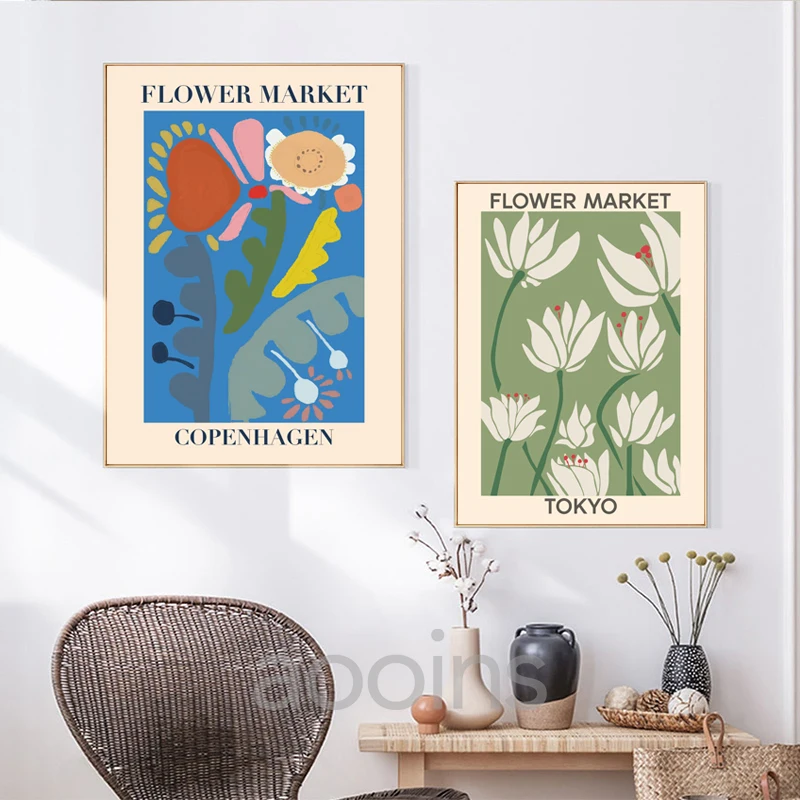 Цветок Рынок Лондон Токио холст для живописи цветочный светодиодная вывеска