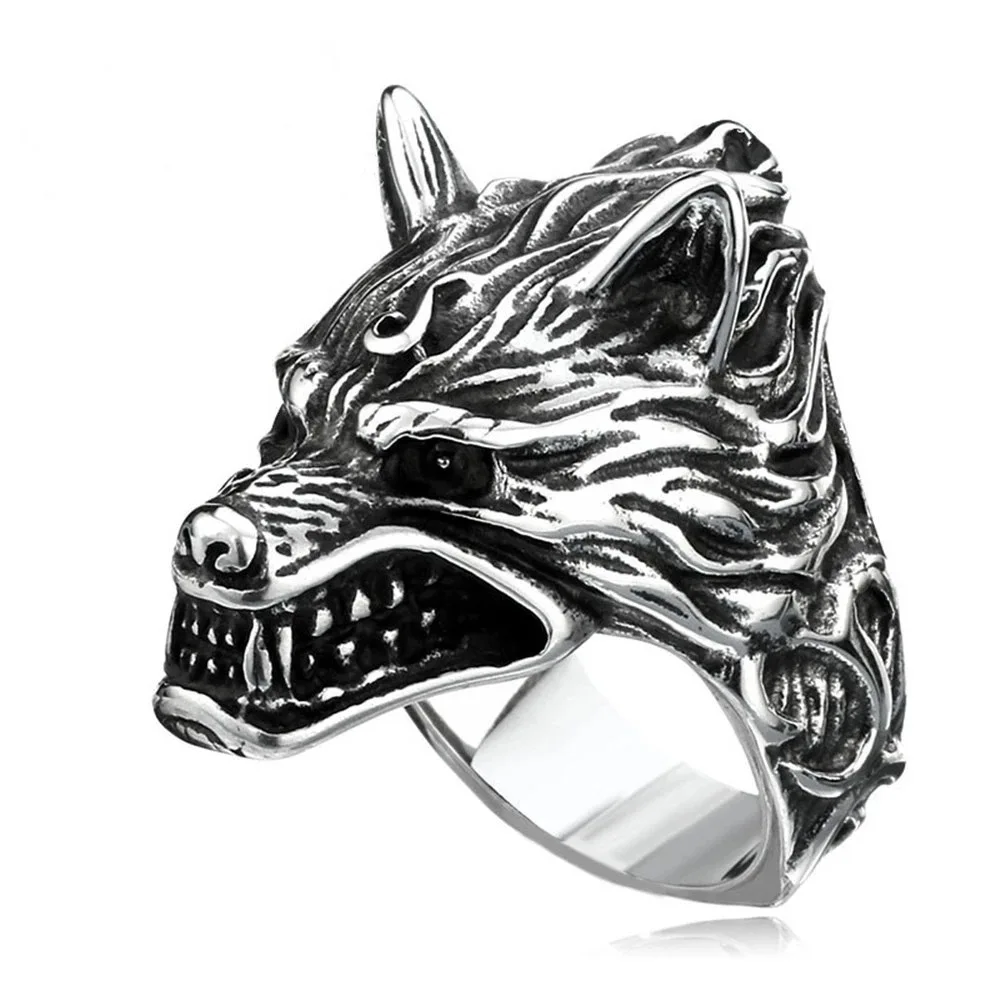 

Exaggerated Wolf Head Rings For Men Vintage Gothic Punk Motorcycle Biker Party Men's Ring Fashion Male Jewelry Gift