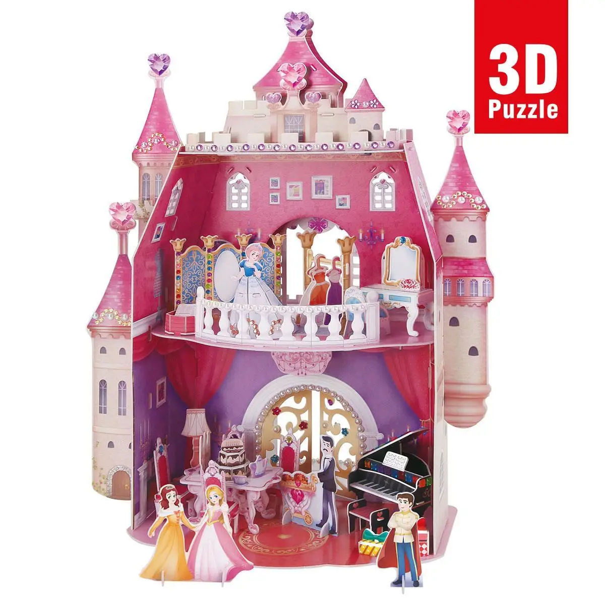 

Забавный кубический Замок принцессы на день рождения, 95 шт., 3D пазл, детское хобби, веселая образовательная качественная 3D головоломка