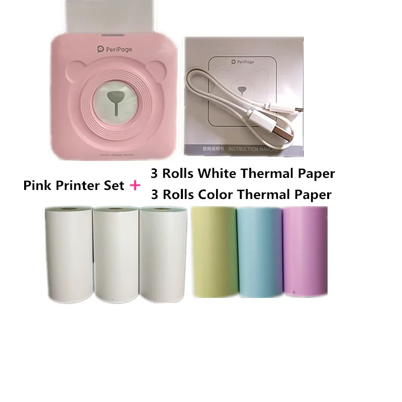 GOOJPRT PeriPage Mini 58mm 203 DPI Pink Portable Thermal Printer Pocket Photo Bluetooth Connection With Mobile Phone Android iOS |