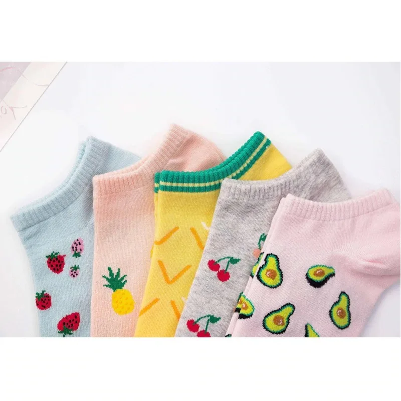 Одна пара дешевых носков с фруктами из мультфильмов женские хлопковые цветные