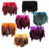 1meter natural rooster feathers trim ribbon for dress skirt sewing crafts chicken feather fringe plumes decoration diy handwork